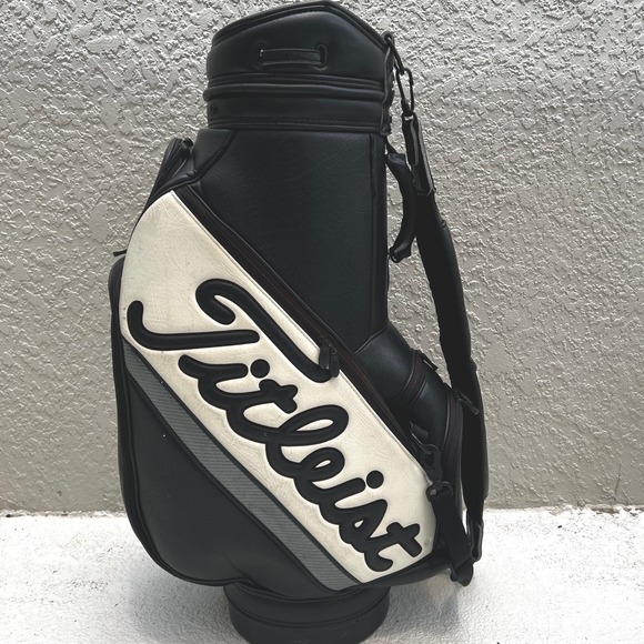 Titleist Other - Vintage Titleist Tour Staff Golf Bag 6-Way Black White WITH Matching Rain Hood
